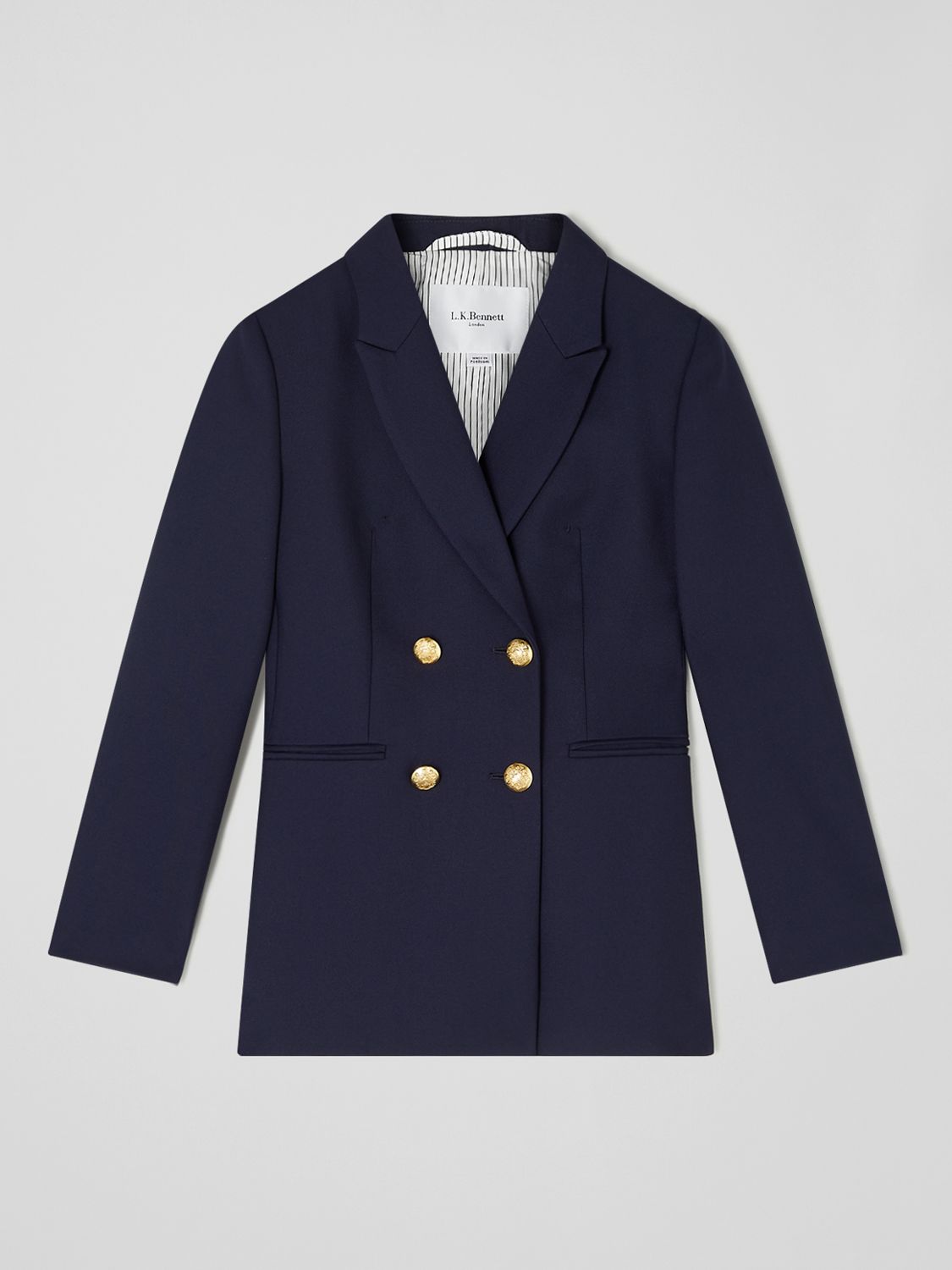 L.K.Bennett Mariner Double Breasted Blazer, Navy, 4