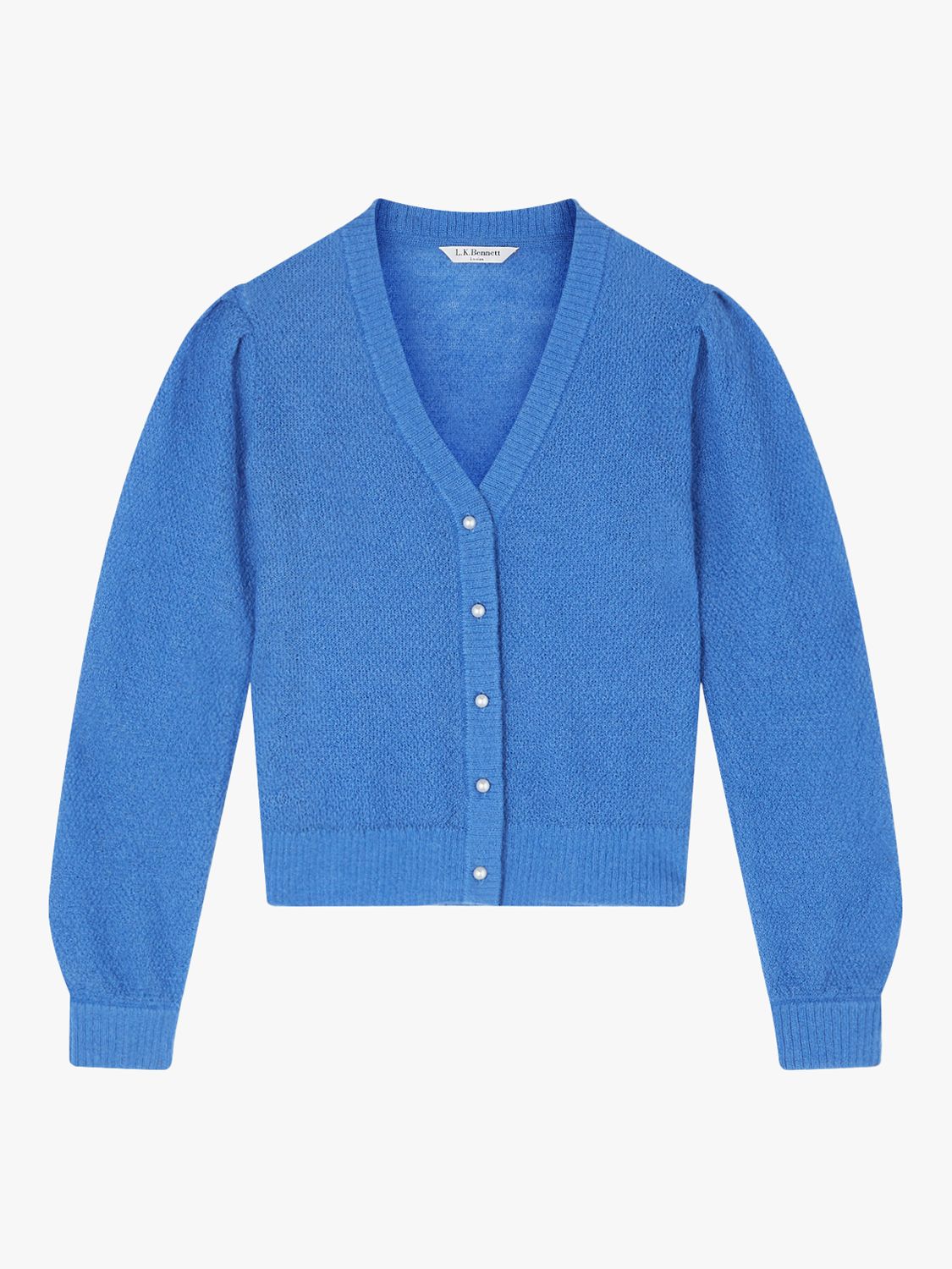 L.K.Bennett Ginny Button Cardigan, Blue at John Lewis & Partners