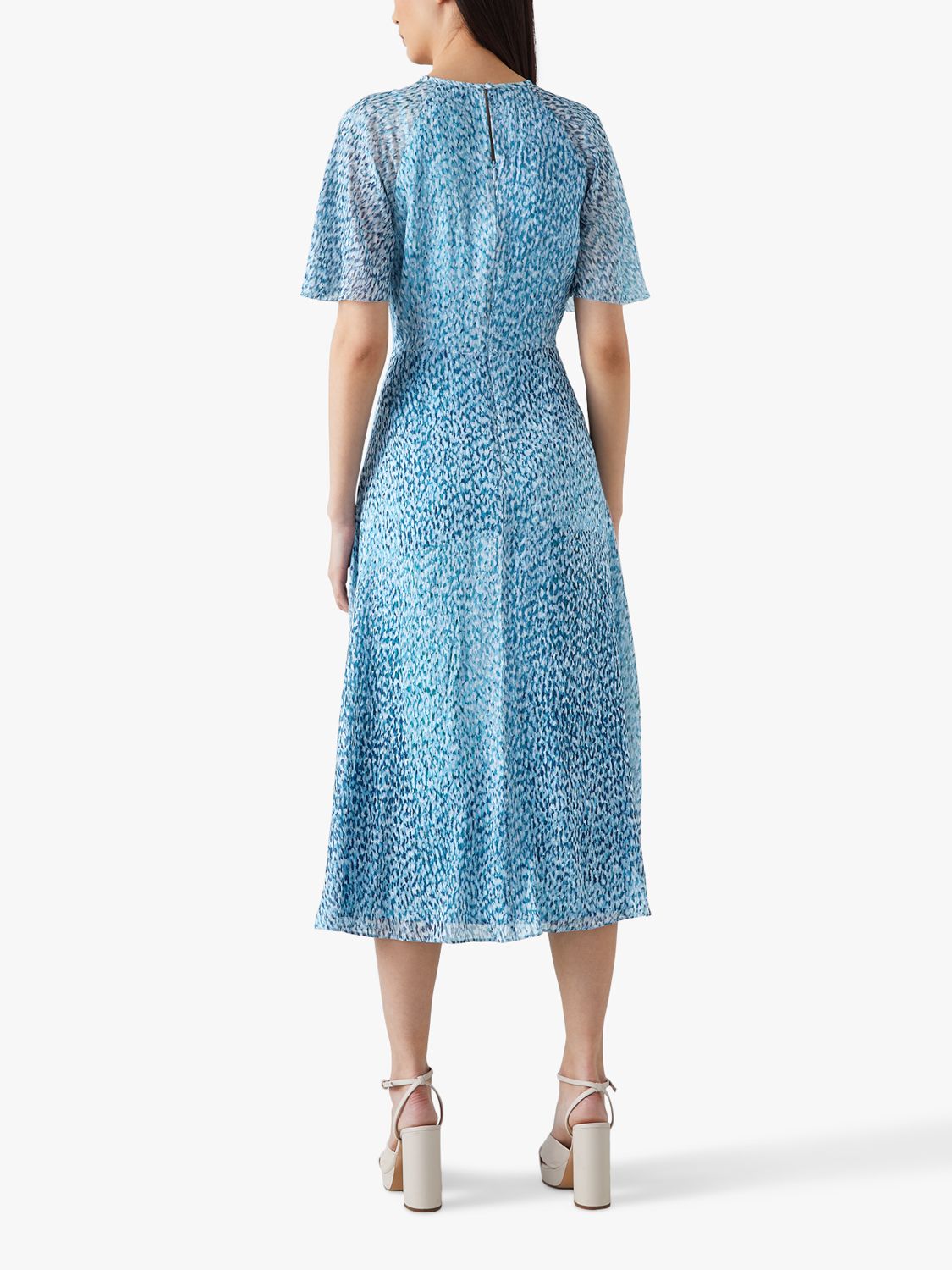 L.K.Bennett Elowen Animal Print Midi Dress, Blue at John Lewis & Partners