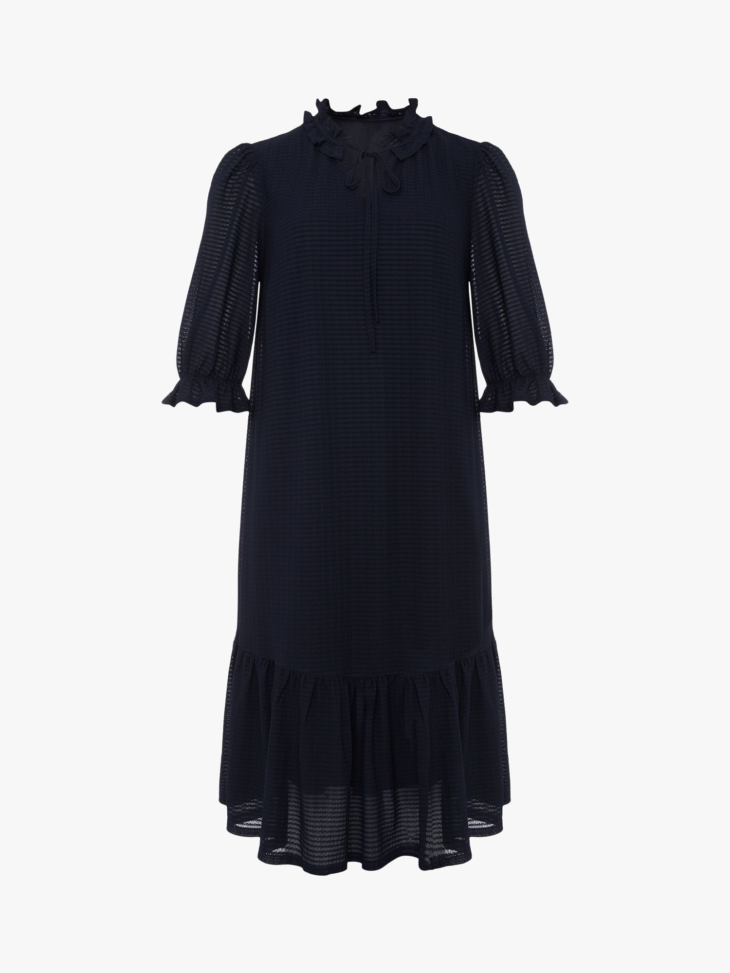 Phase Eight Aerin Textured Frill Dress, Navy