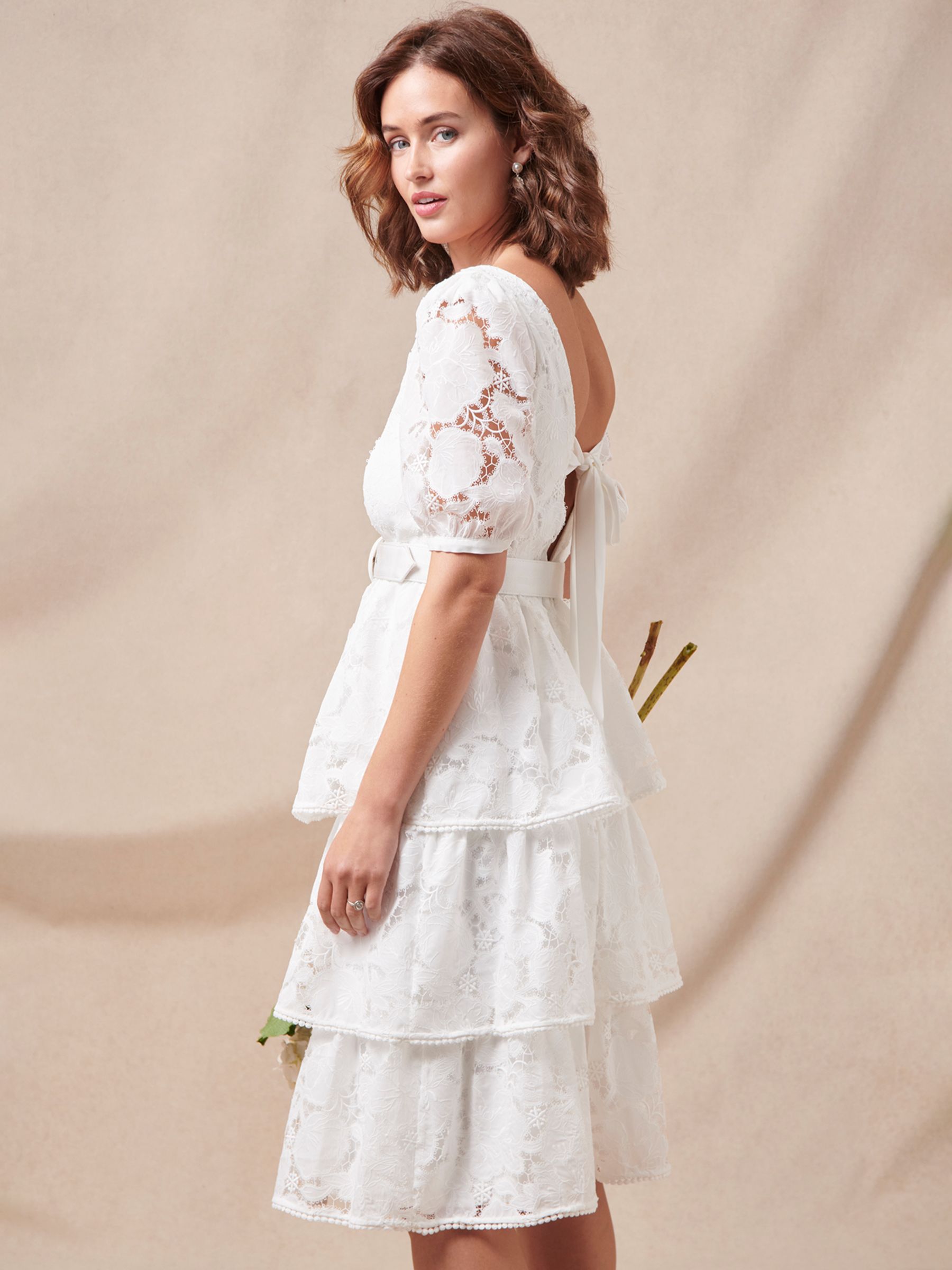Phase Eight Elyse Lace Tiered Wedding Dress, Ivory at John Lewis & Partners