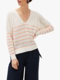 Phase Eight Kisty Stripe Linen Jumper, Coral/Ivory