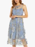 Adrianna Papell Floral Embroidery Midi Dress, Blue/Multi