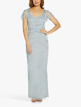 Papell Studio Sequin Embellishment Maxi Dress, Blue Heather