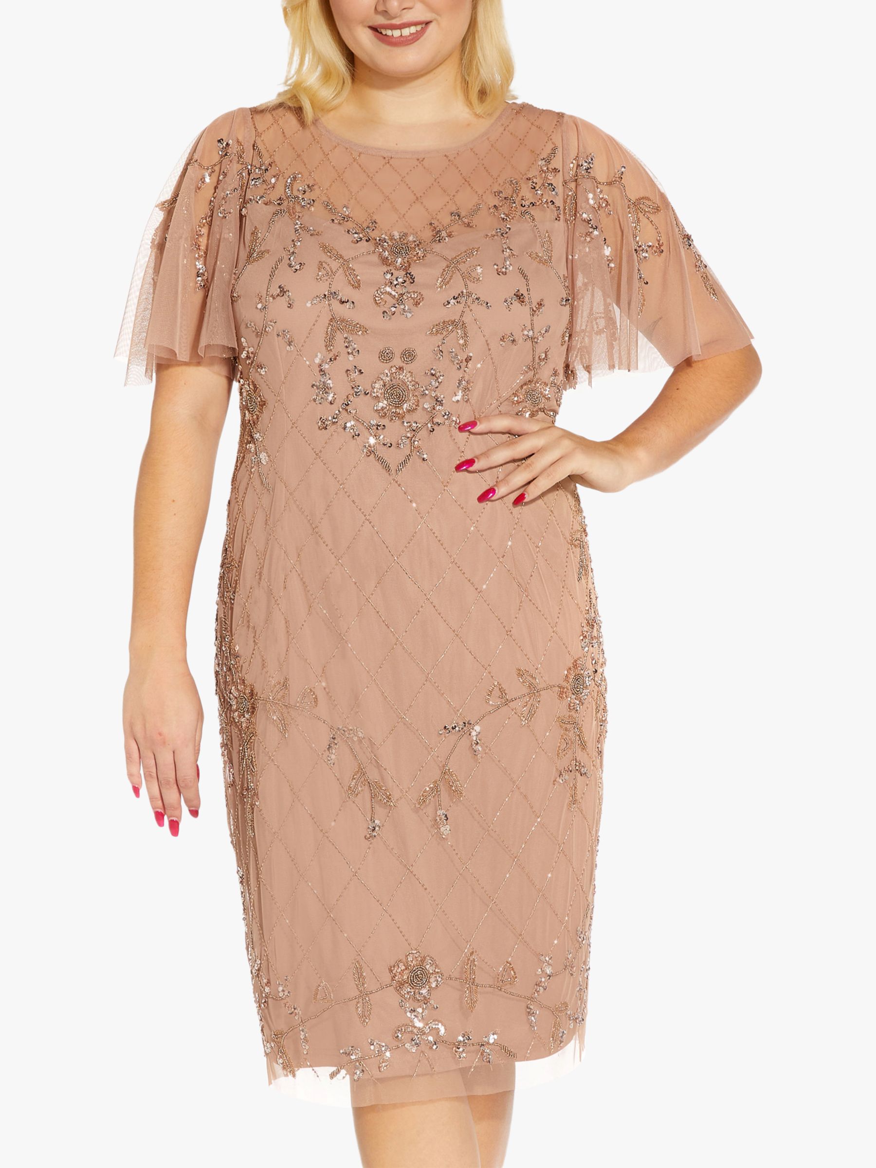 Creta jardín Énfasis Adrianna Papell Plus Size Beaded Dress, Rose Gold