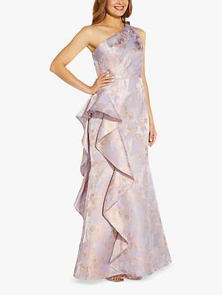 Adrianna Papell Metallic Floral Jacquard Maxi Dress, Lavender/Multi