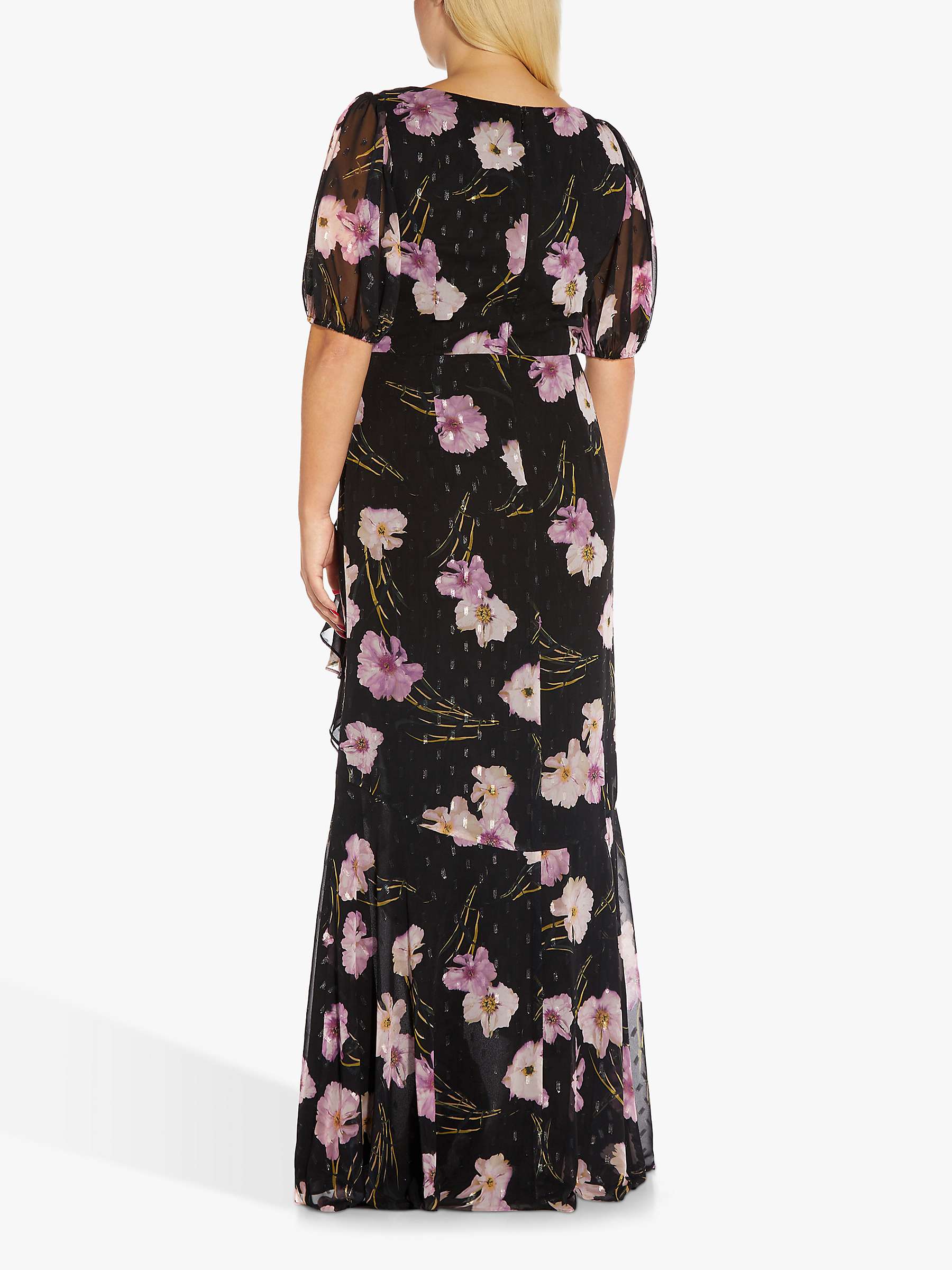 Buy Adrianna Papell Plus Size Floral Chiffon Wrap Maxi Dress, Black/Multi Online at johnlewis.com