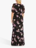 Adrianna Papell Plus Size Floral Chiffon Wrap Maxi Dress, Black/Multi, Black/Multi