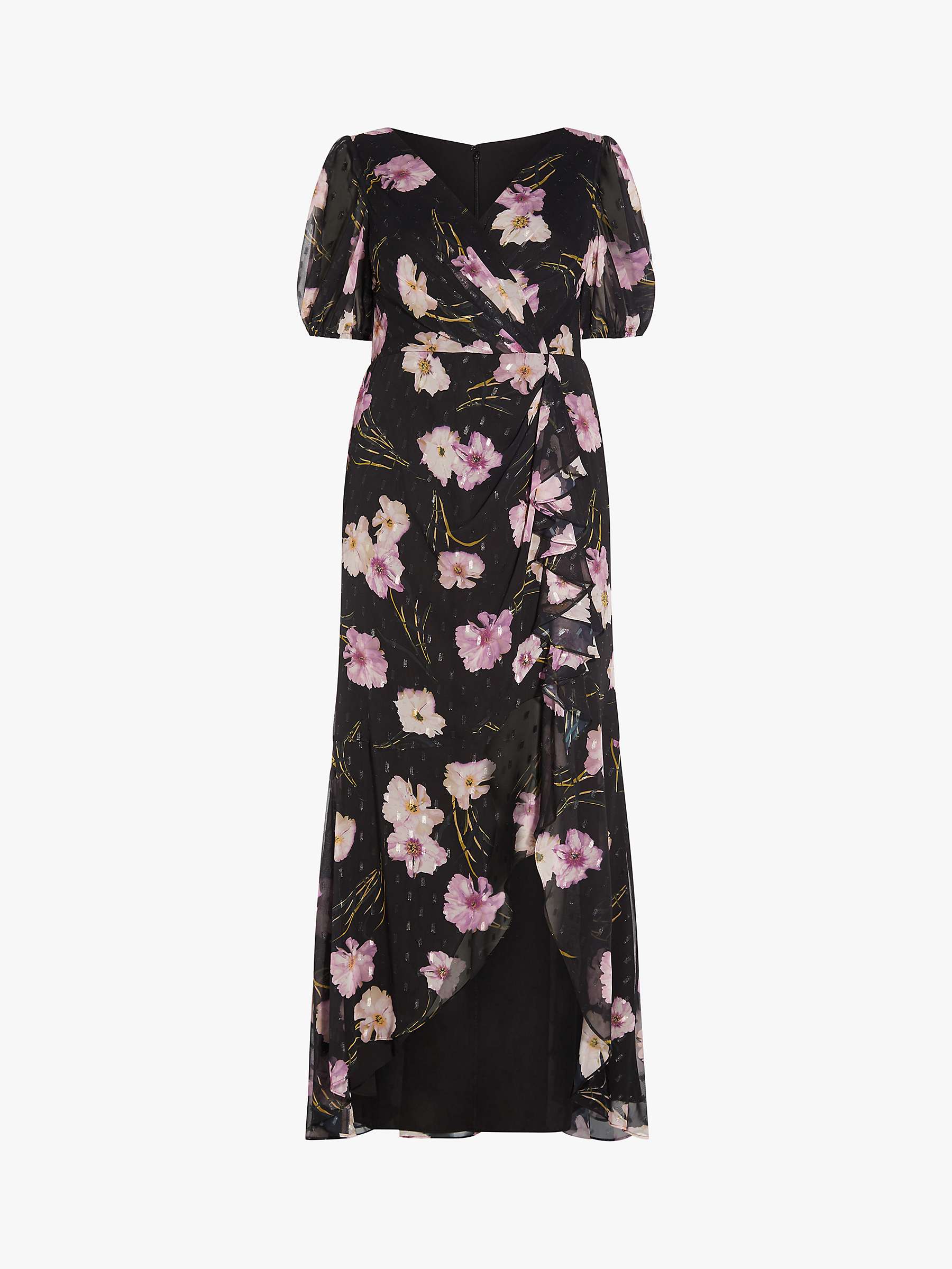 Buy Adrianna Papell Plus Size Floral Chiffon Wrap Maxi Dress, Black/Multi Online at johnlewis.com