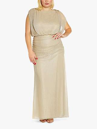 Adrianna Papell Plus Size Metallic Maxi Dress, Champagne