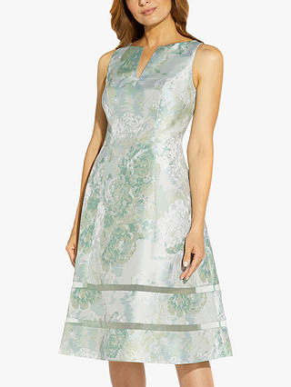 Adrianna Papell Floral Jacquard Midi Dress, Mint