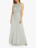 Adrianna Papell Halter Neck Beaded Dress, Frosted Sage