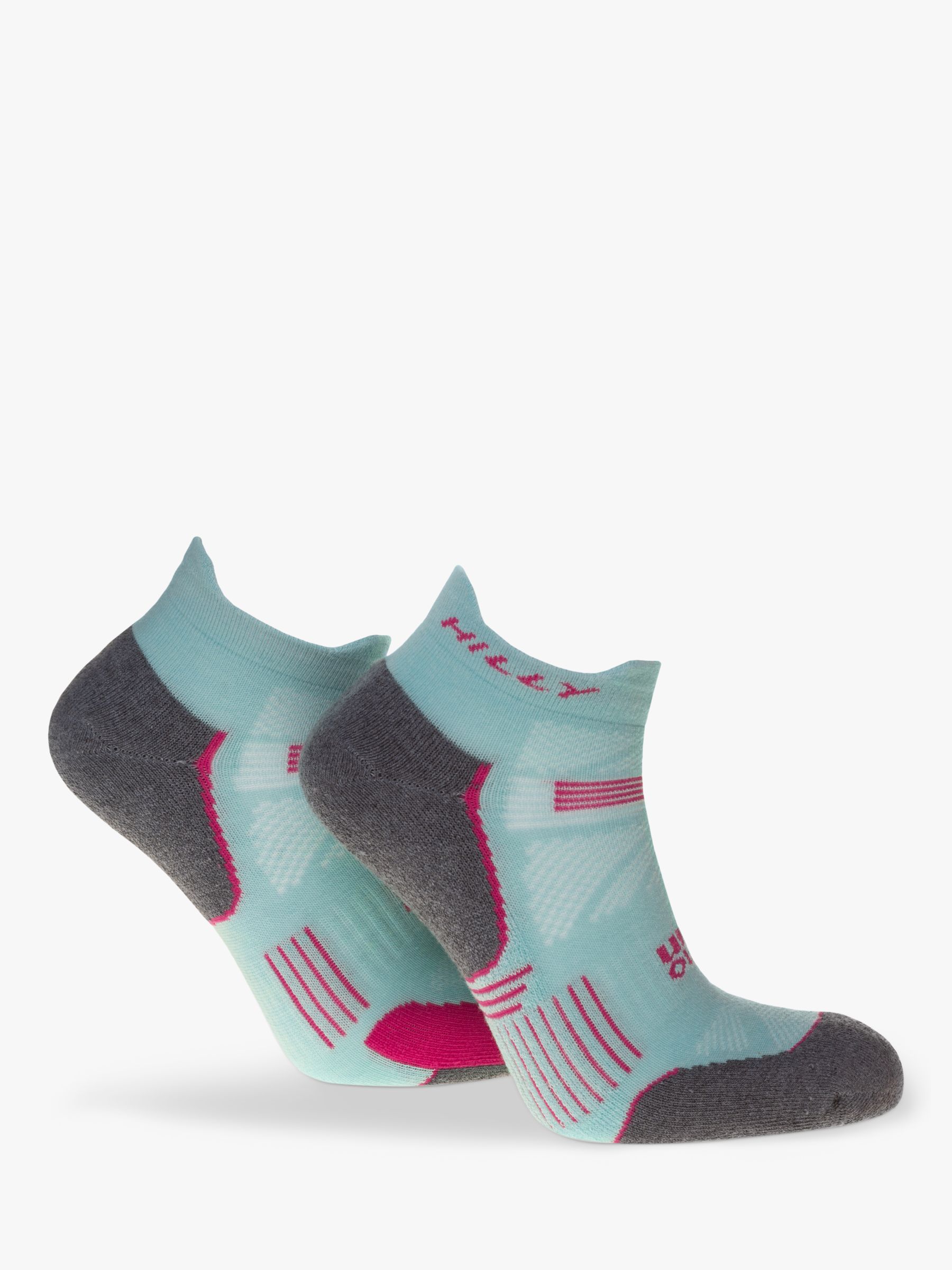 Hilly Supreme Ankle Running Socks, Aquamarine/Grey Marl, S
