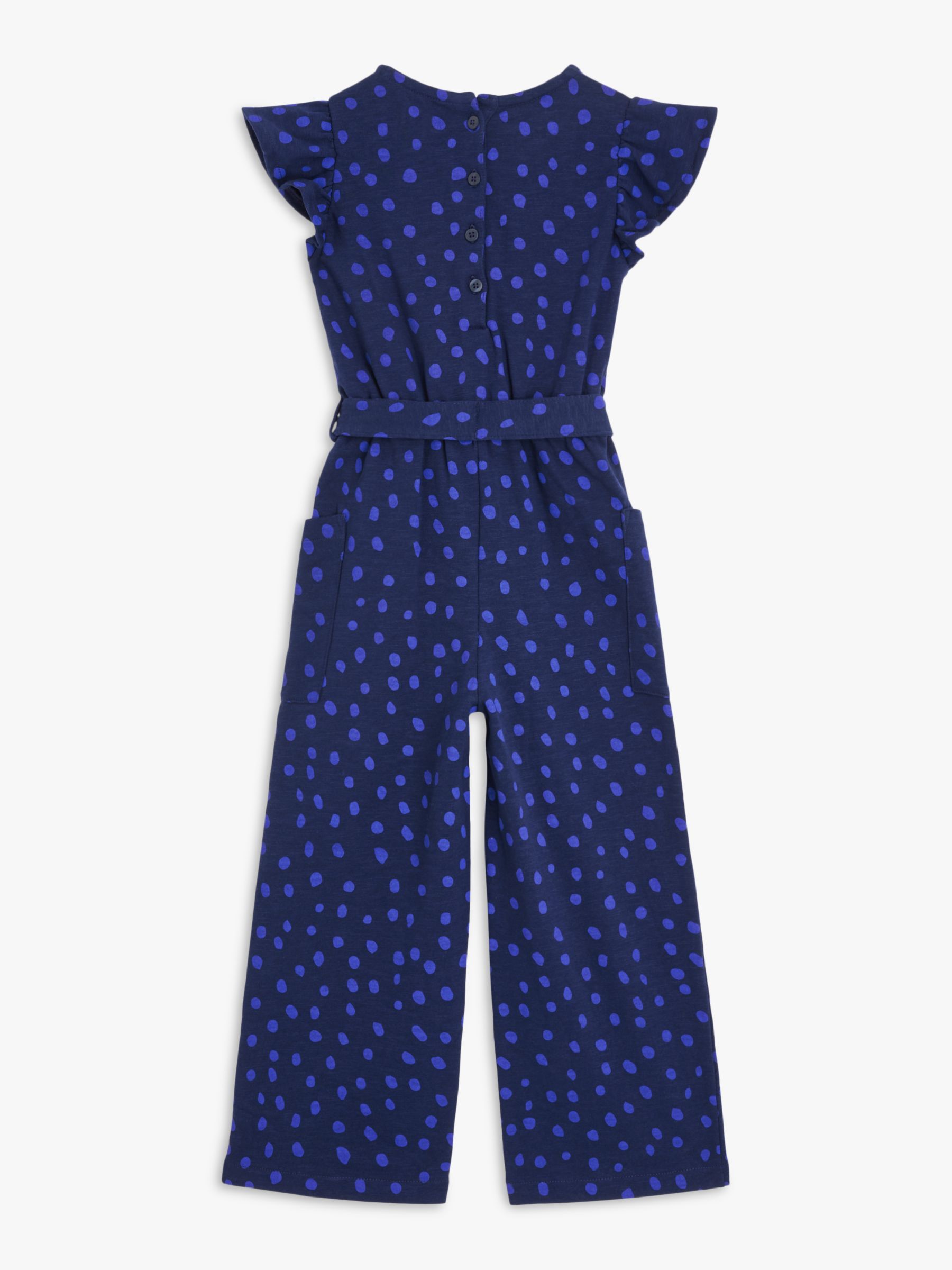 John Lewis ANYDAY Kids' Frill Spot Jumpsuit, Navy at John Lewis & Partners