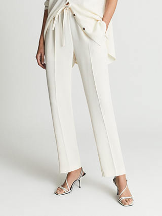 Reiss Hailey Cropped Trousers, Cream