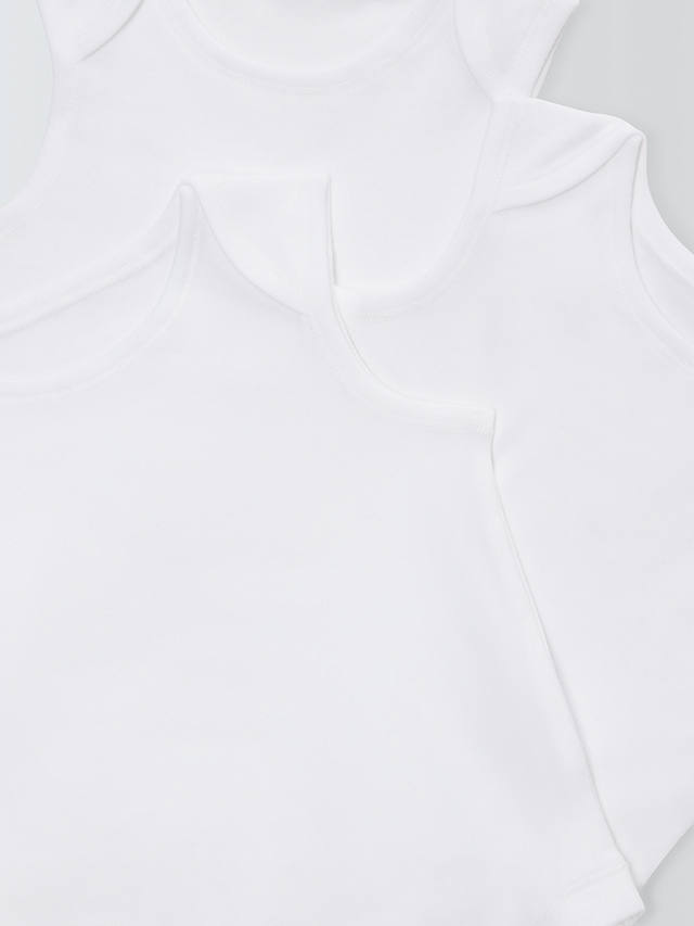 John Lewis ANYDAY Baby Sleeveless Bodysuit, Pack of 7, White