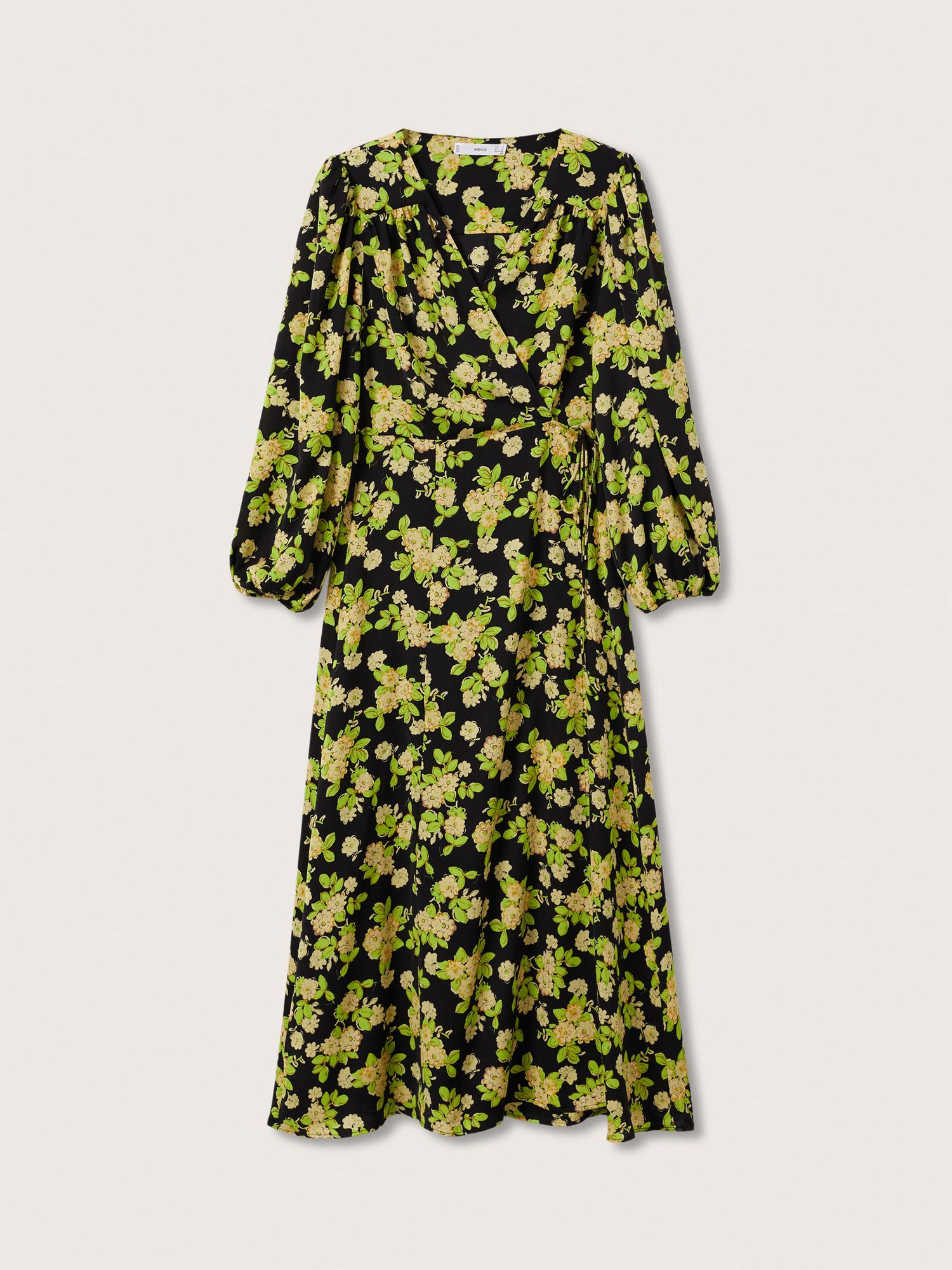 Mango Bea Floral Print Wrap Dress, Yellow at John Lewis & Partners