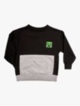 Angel & Rocket Kids' Minecraft Block Sweatshirt, Black/Grey