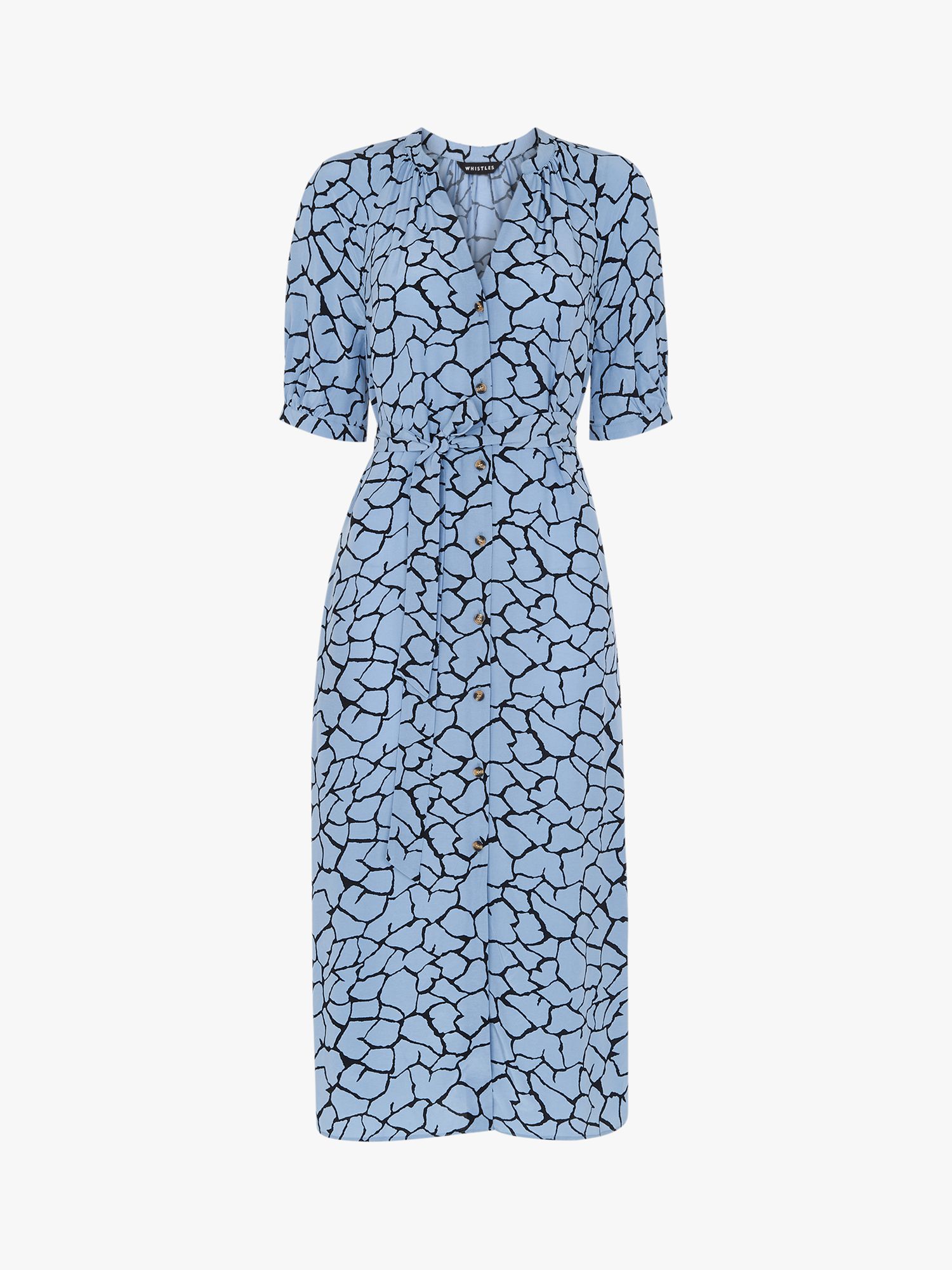 Whistles Olivia Giraffe Print Midi Dress, Blue/Multi at John Lewis ...