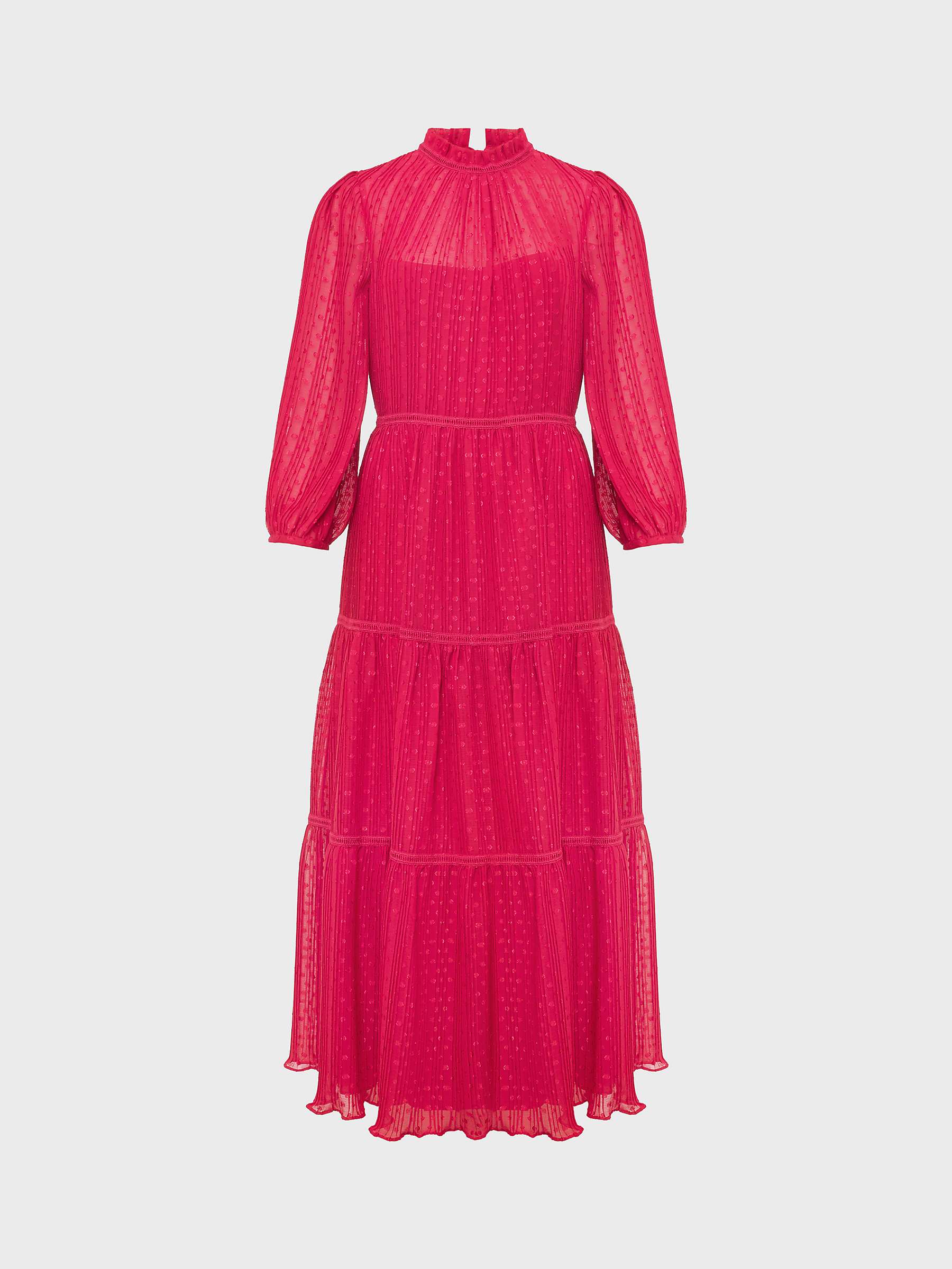 Buy Hobbs Colette Textured Midi Dress, Cerise Pink Online at johnlewis.com