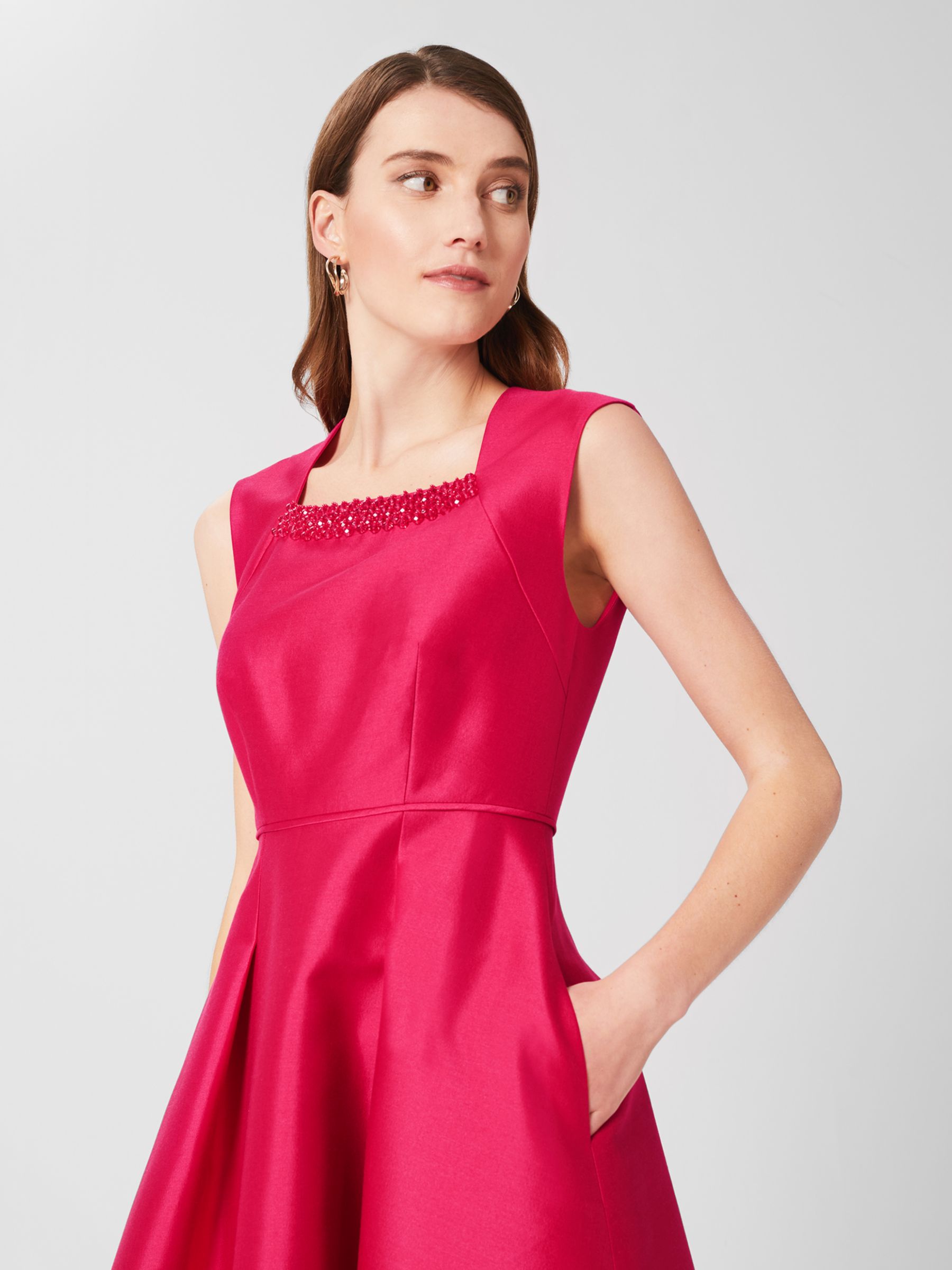 Hobbs Julietta Silk Wool Blend Fit And Flare Knee Length Dress, Fuchsia ...