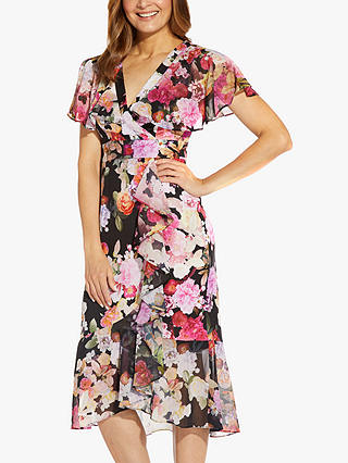 Adrianna Papell Floral Wrap Midi Dress, Multi