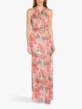 Adrianna Papell Floral Pleated Maxi Dress, Alabaster/Multi