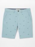 FatFace Mawes Embroidered Bike Chino Shorts, Sky Blue