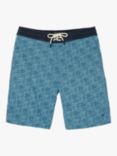 FatFace Camber Geometric Print Swim Shorts, Sea Blue