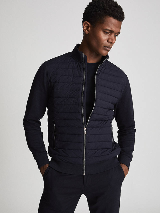 Reiss Flintoff Quilted Jacket, Navy Blue at John Lewis & Partners
