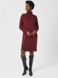 Hobbs Maddie Knitted Midi Dress, Mulberry Red
