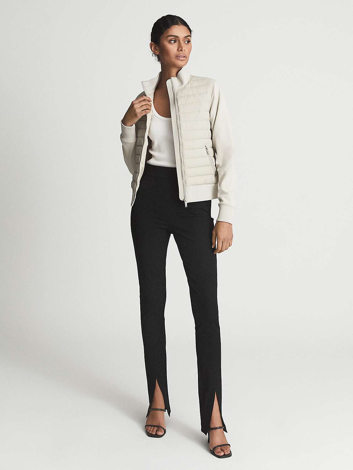 Reiss Skylar Quilted Jacket, Stone at John Lewis & Partners