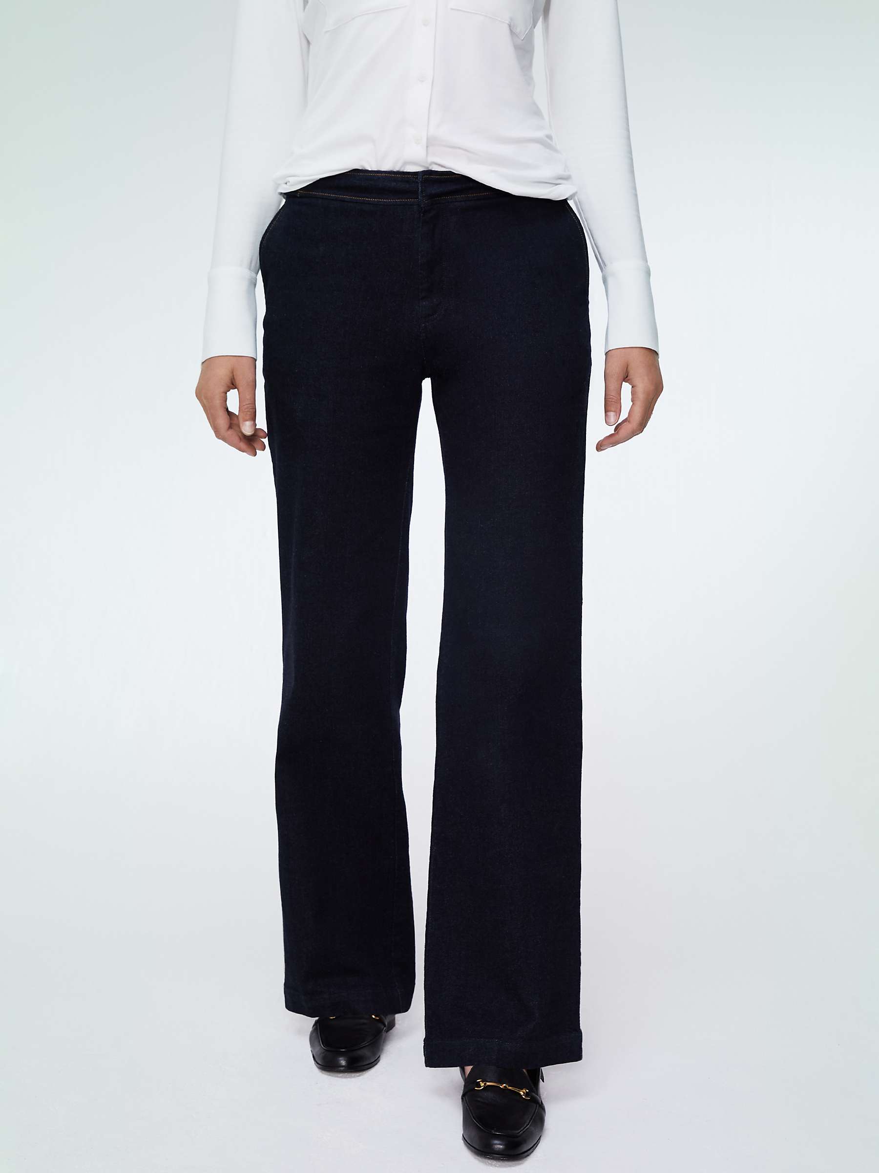 Buy Baukjen Margot Organic Cotton Wide Leg Jeans, Dark Denim Online at johnlewis.com