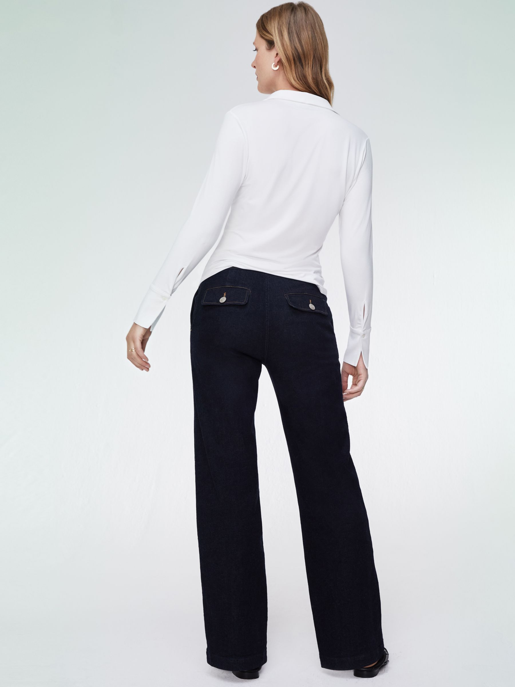 Baukjen Margot Organic Cotton Wide Leg Jeans, Dark Denim, 6