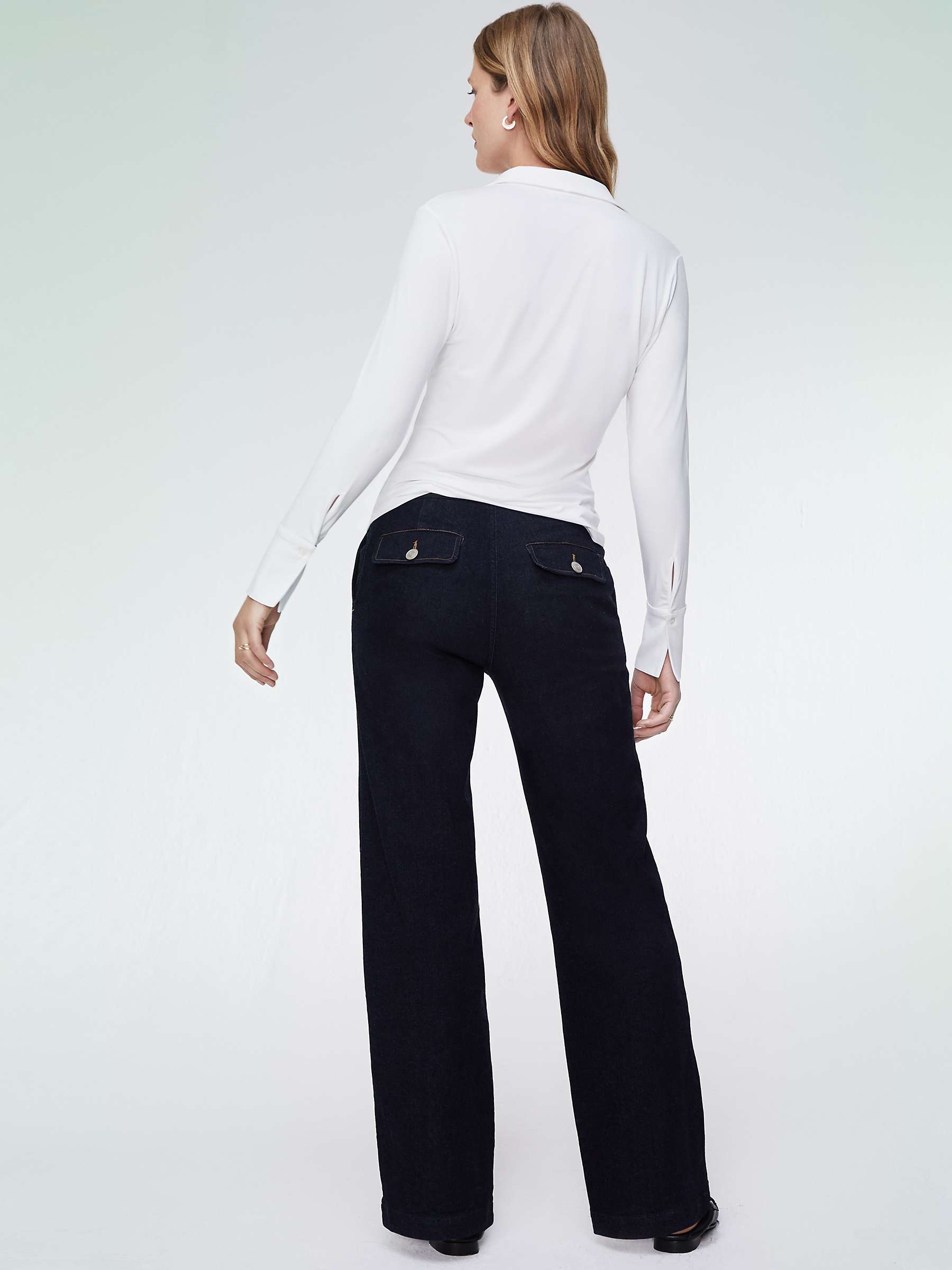Buy Baukjen Margot Organic Cotton Wide Leg Jeans, Dark Denim Online at johnlewis.com