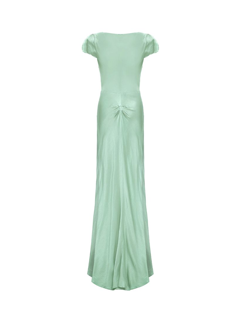 Ghost Sylvia Satin Cowl Neck Maxi Dress, Dusty Green at John Lewis ...