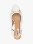 Dune Wide Fit Cass Leather Block Heel Sandals, White