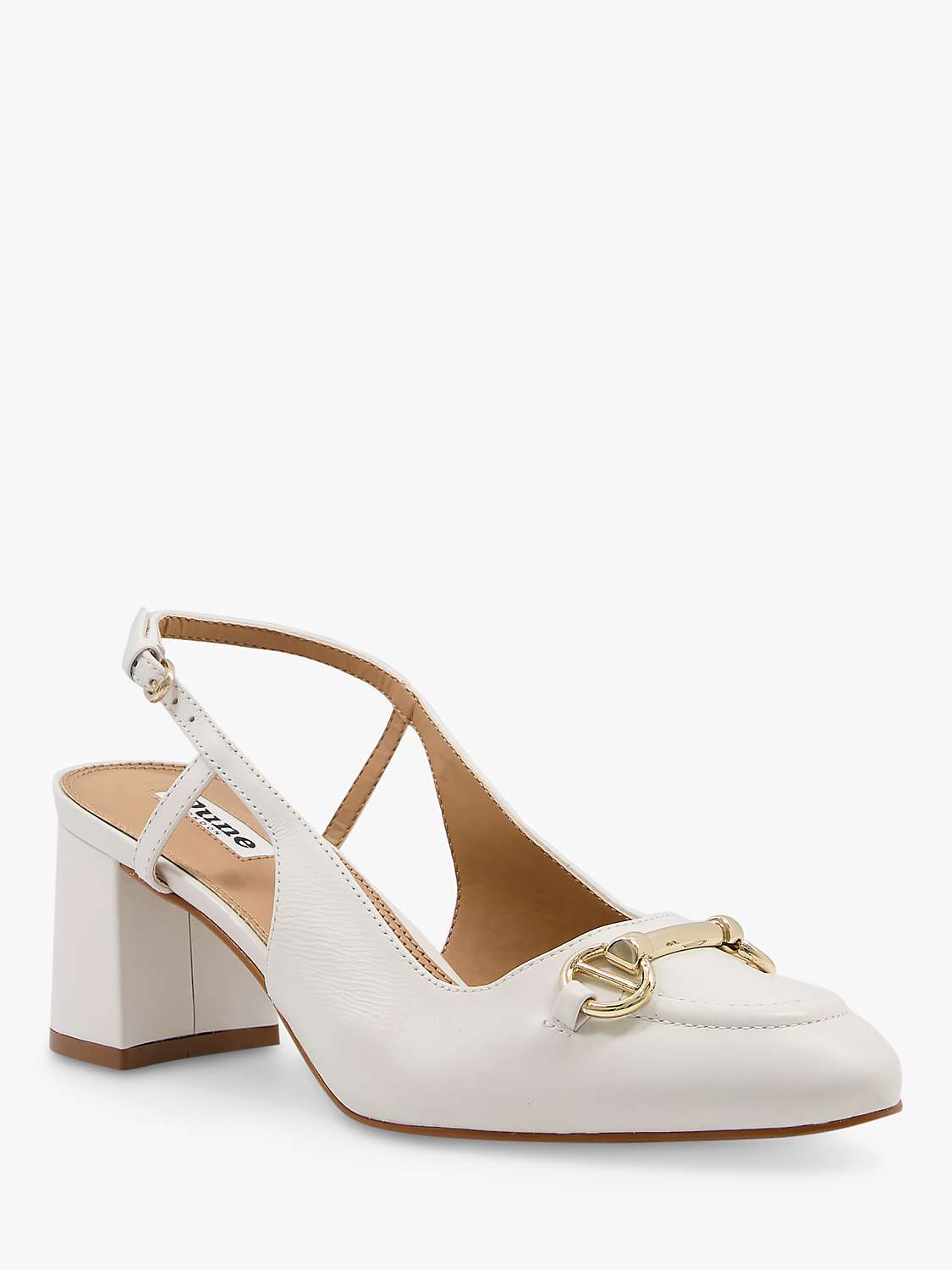 Buy Dune Wide Fit Cass Leather Block Heel Sandals, White Online at johnlewis.com