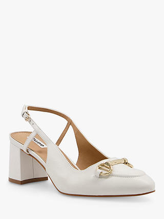 Dune Wide Fit Cass Leather Block Heel Sandals, White
