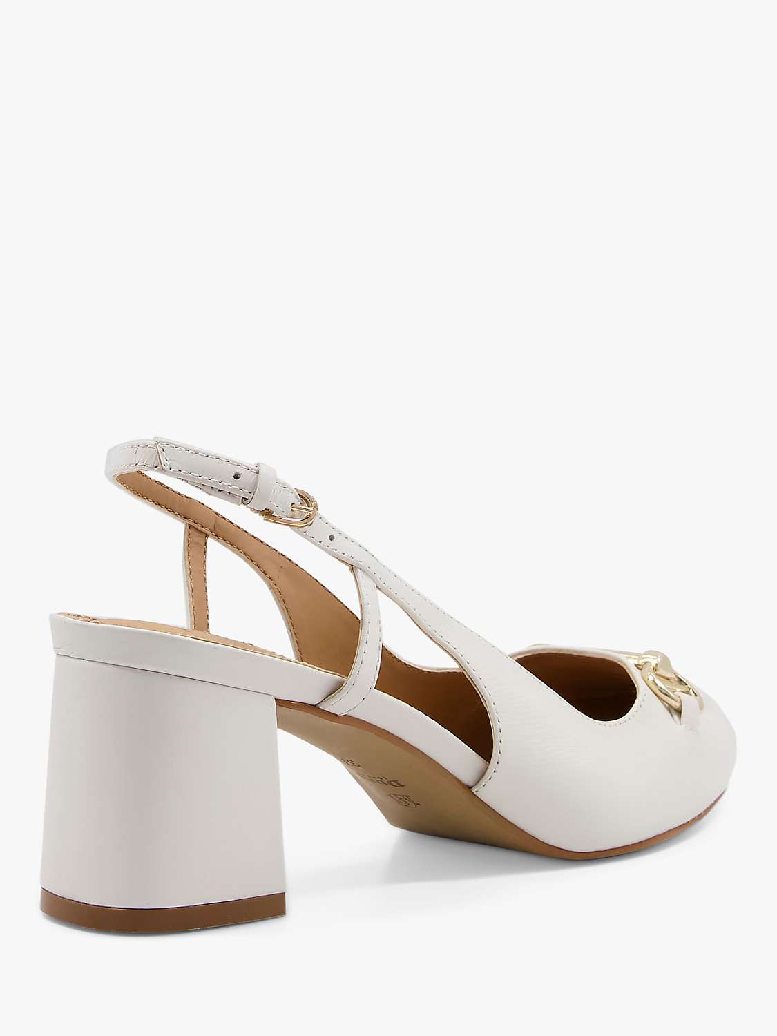 Buy Dune Wide Fit Cass Leather Block Heel Sandals, White Online at johnlewis.com