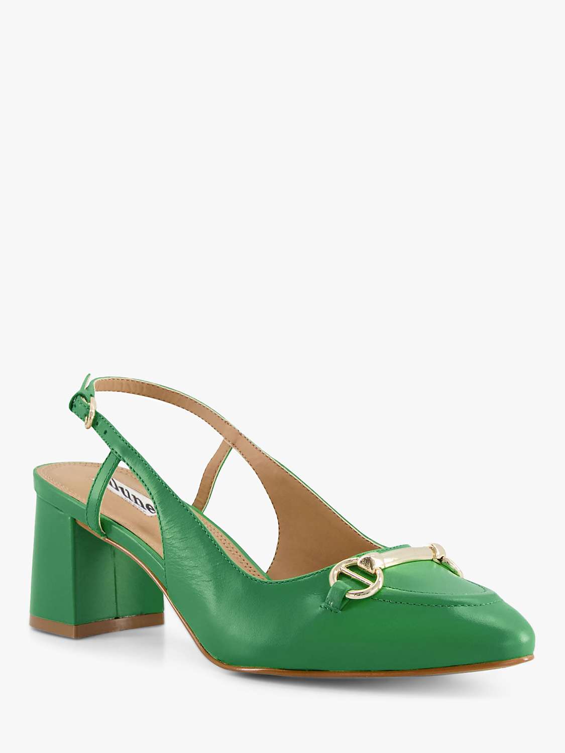 Dune Cassie Leather Slingback Court Shoes, Green at John Lewis & Partners