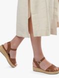 Dune Linnie Leather Espadrille Flatform Sandals, Tan-leather