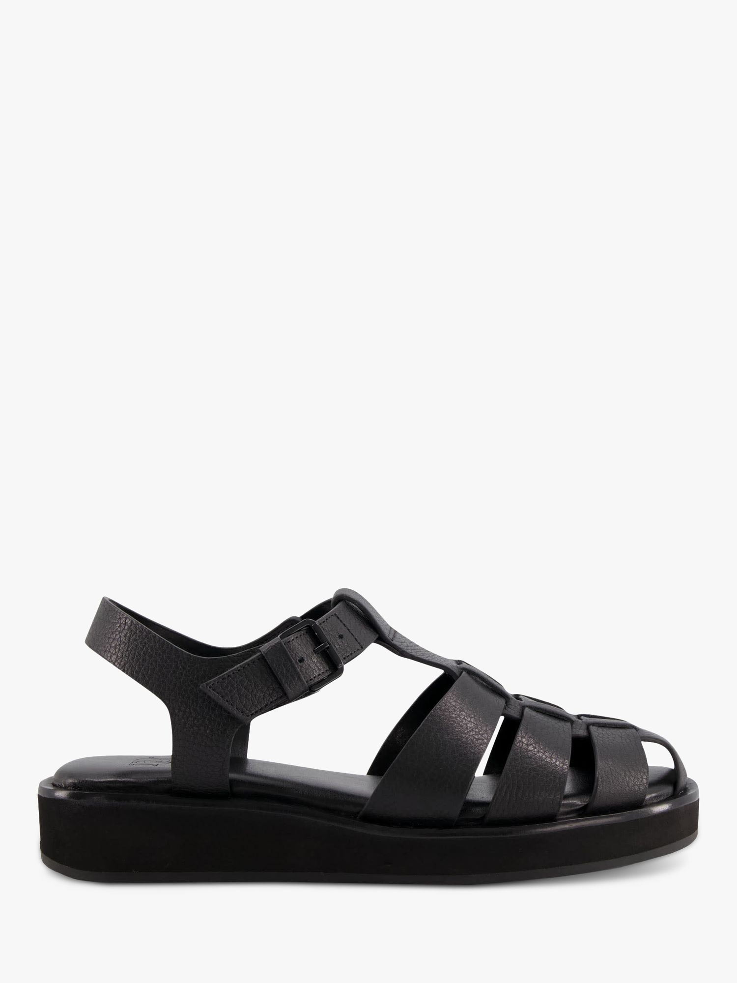 Dune Loch Leather Footbed Buckle Sandals, Ecru, 3