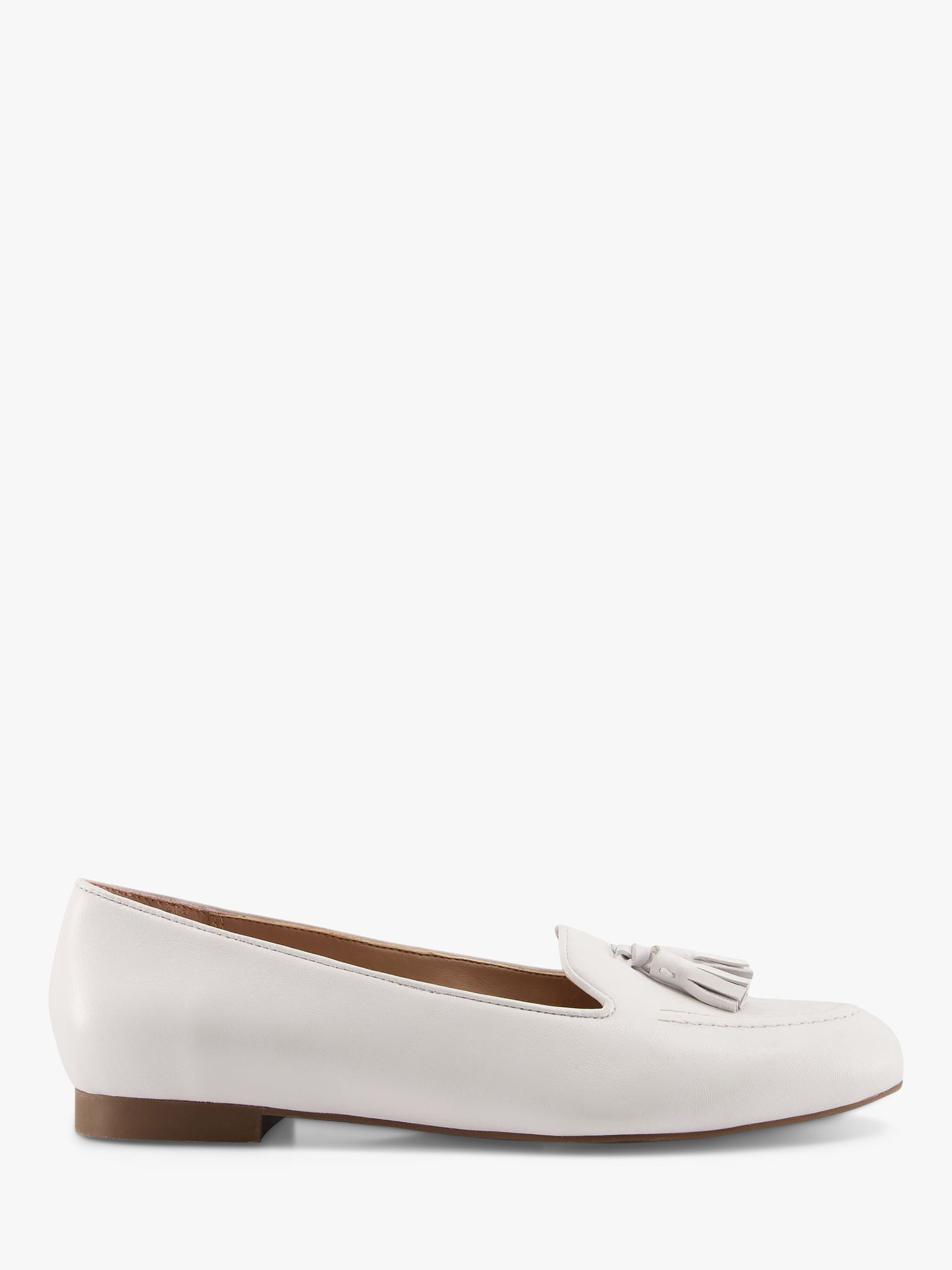Dune Gallerie Leather Tassel Loafers, White at John Lewis & Partners