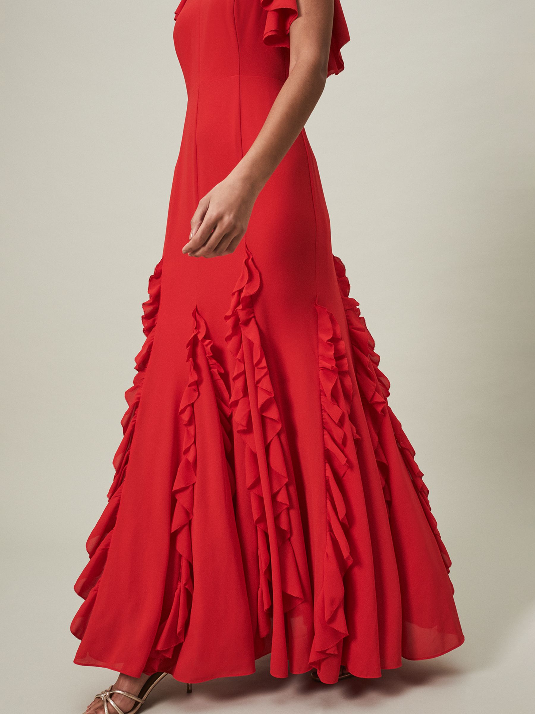 Phase Eight Collection 8 Donatella Ruffle Maxi Dress, Scarlet, 8