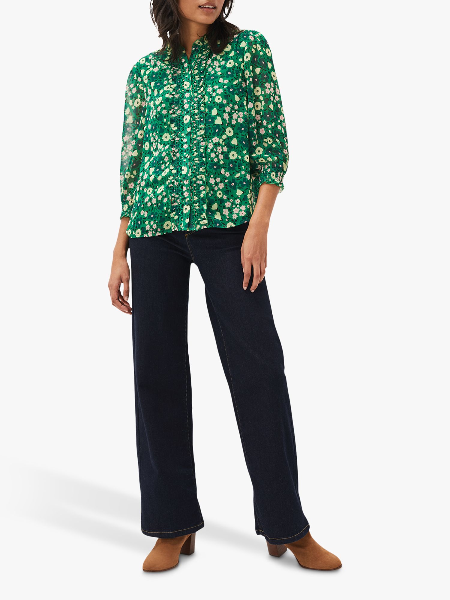 Phase Eight Ava Floral Blouse, Green