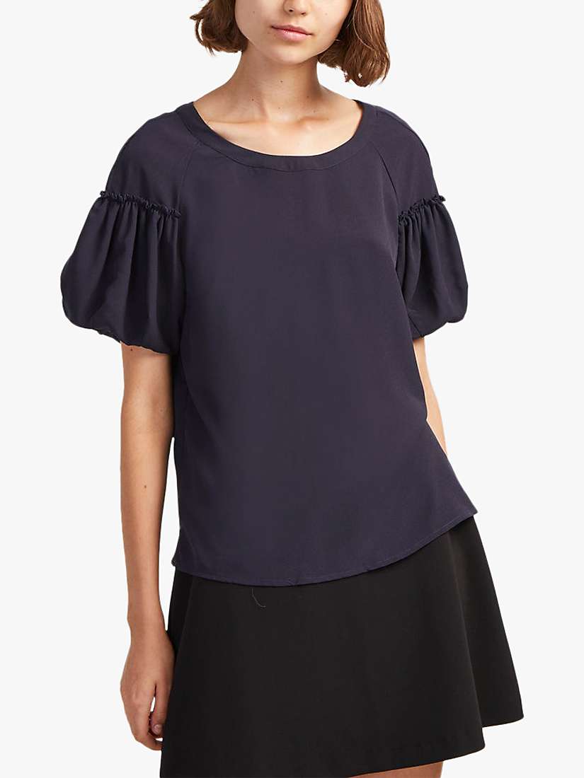 Buy French Connection Crepe Light Short Sleeve Top, Utility Blue Online at johnlewis.com