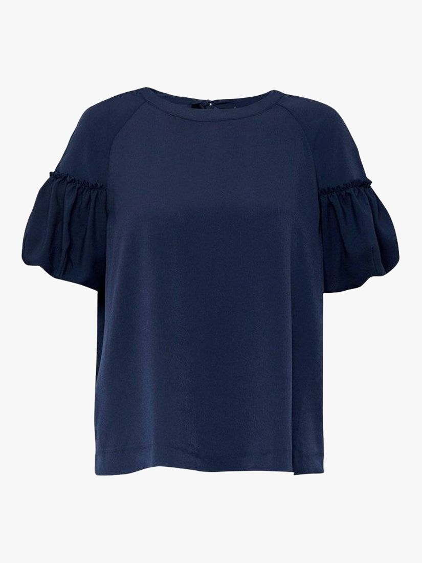 French Connection Crepe Light Short Sleeve Top, Utility Blue at John ...