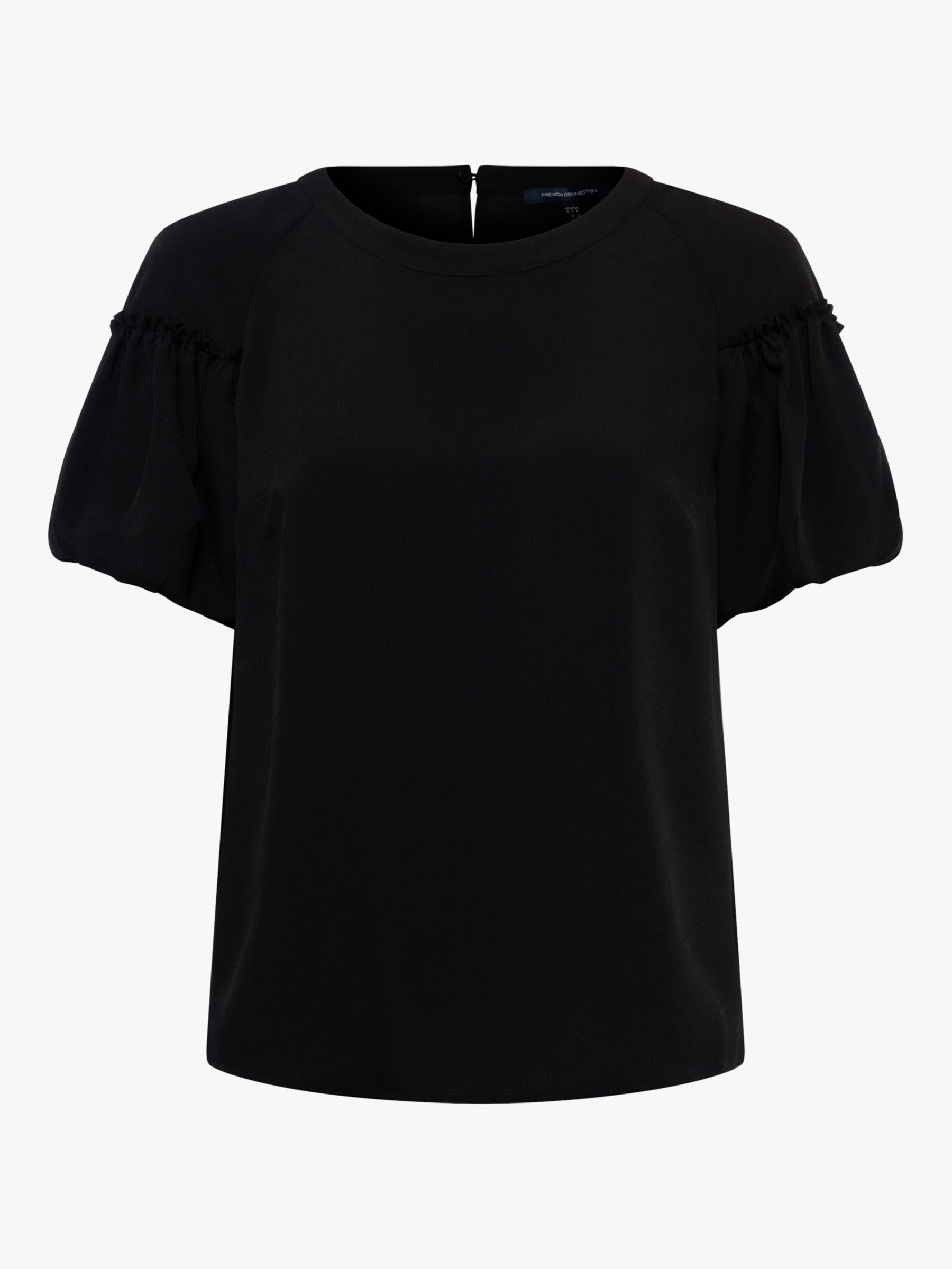 French Connection Light Crepe Top, Black at John Lewis & Partners