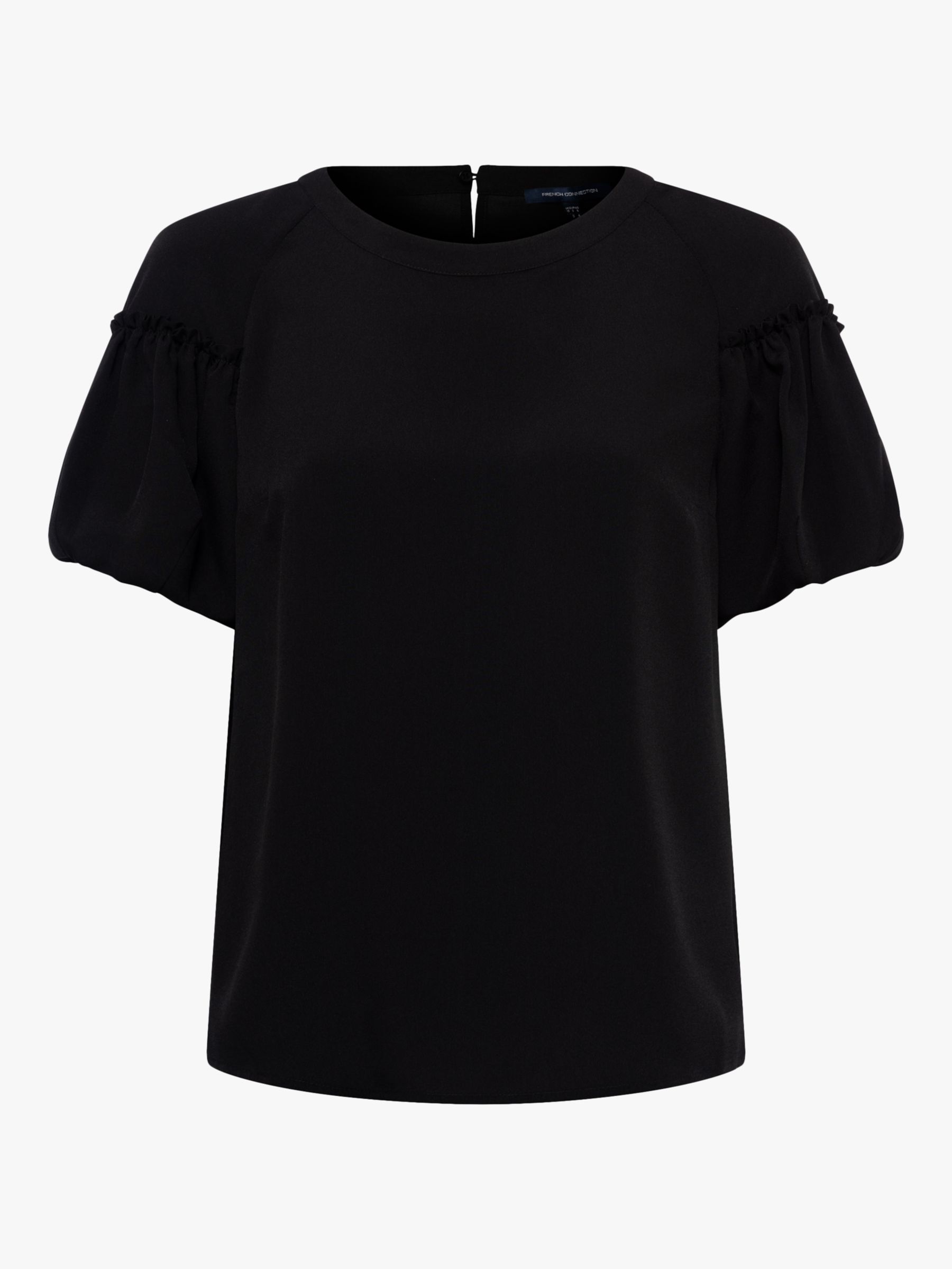 French Connection Light Crepe Top, Black at John Lewis & Partners